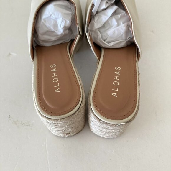 NWOT Alohas Free People Celeste Cream Leather Heeled Clogs Sz 39 - Picture 7 of 9